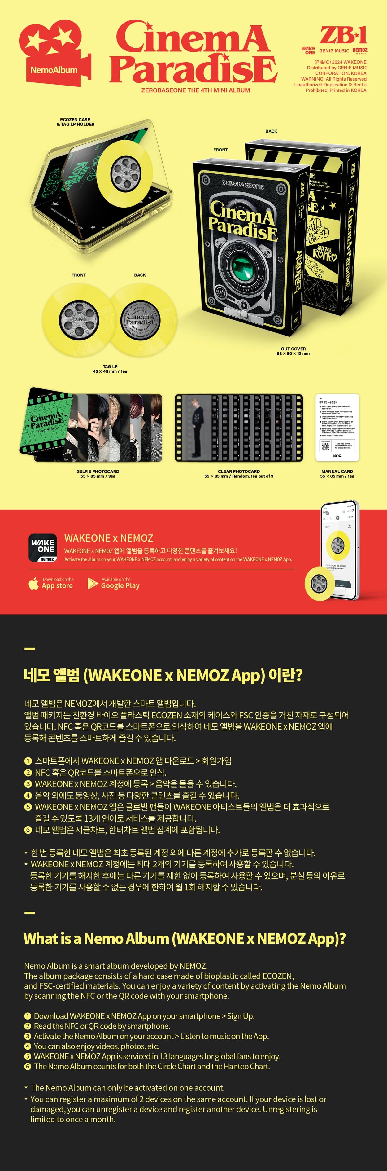 ZEROBASEONE 4th Mini Album - Cinema Paradise (Film Ver.)