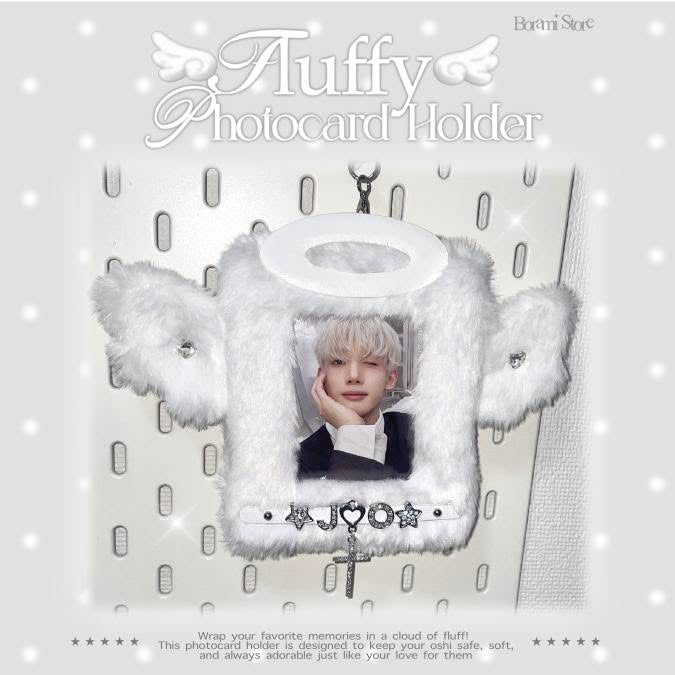 Fluffy Name Tag Photocard Holder Angel Ver. - BORAMI Store