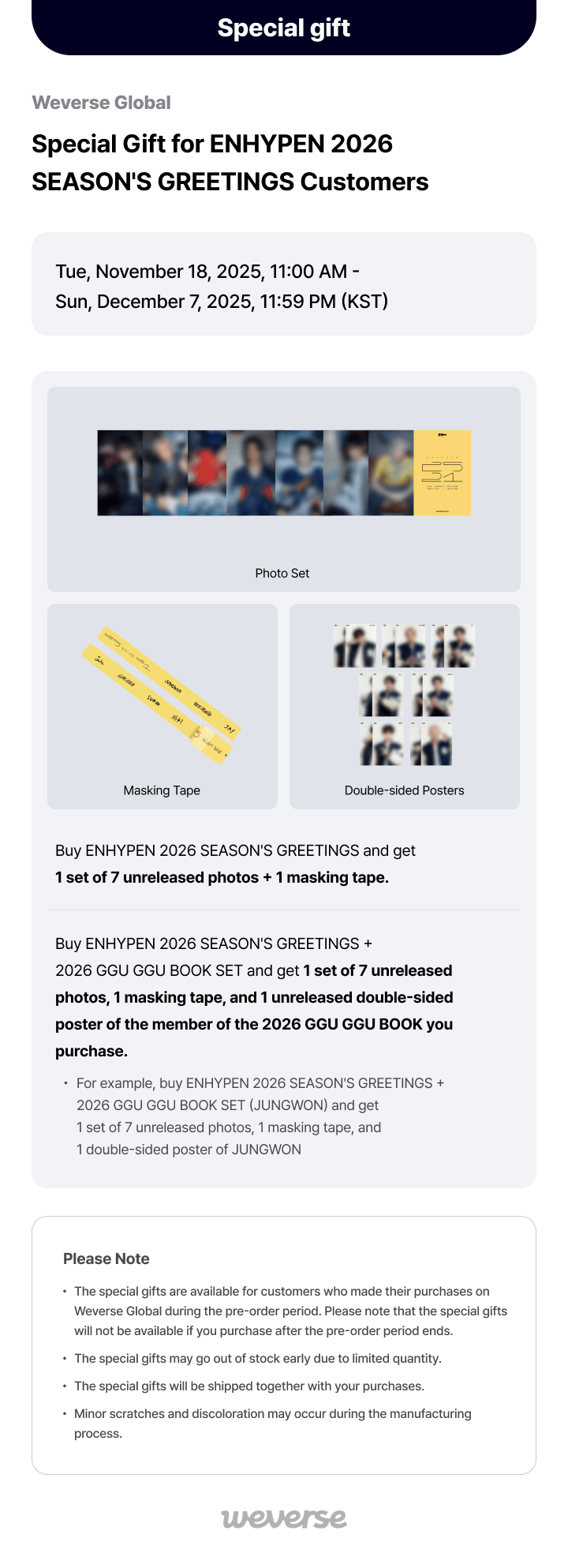 [PRE-ORDER] Enhypen 2026 Seasons Greetings 'Twentyfive - Twentyone' & GGU GGU Book Set