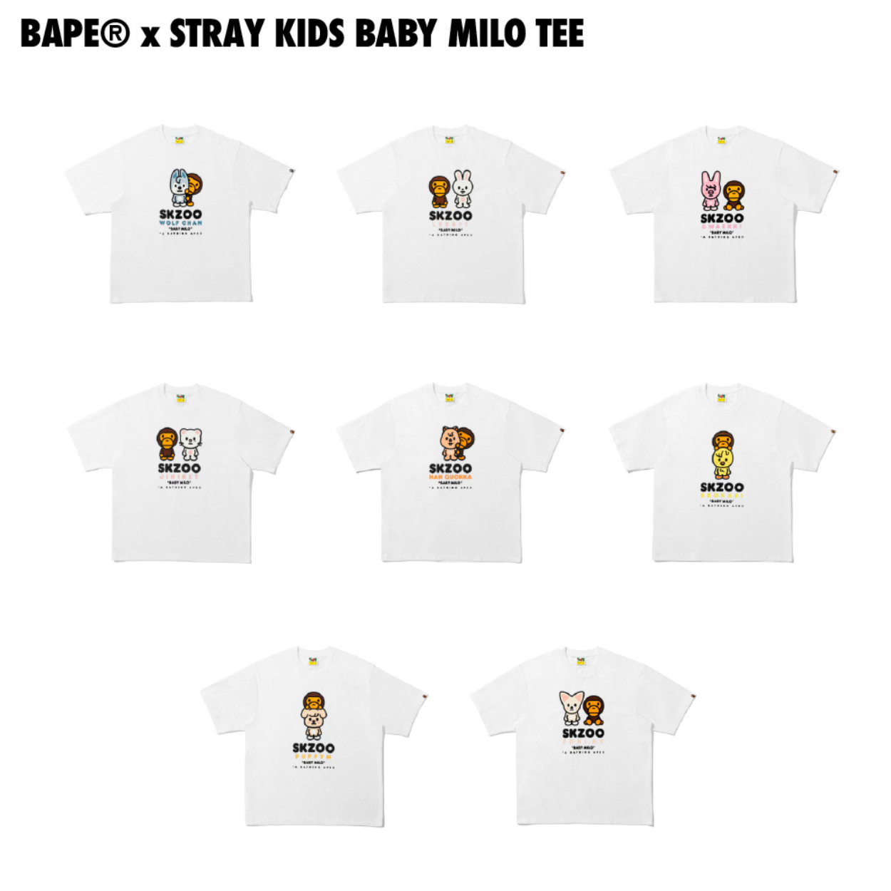 [PRE ORDER] BAPE x STRAY KIDS Baby Milo Tee