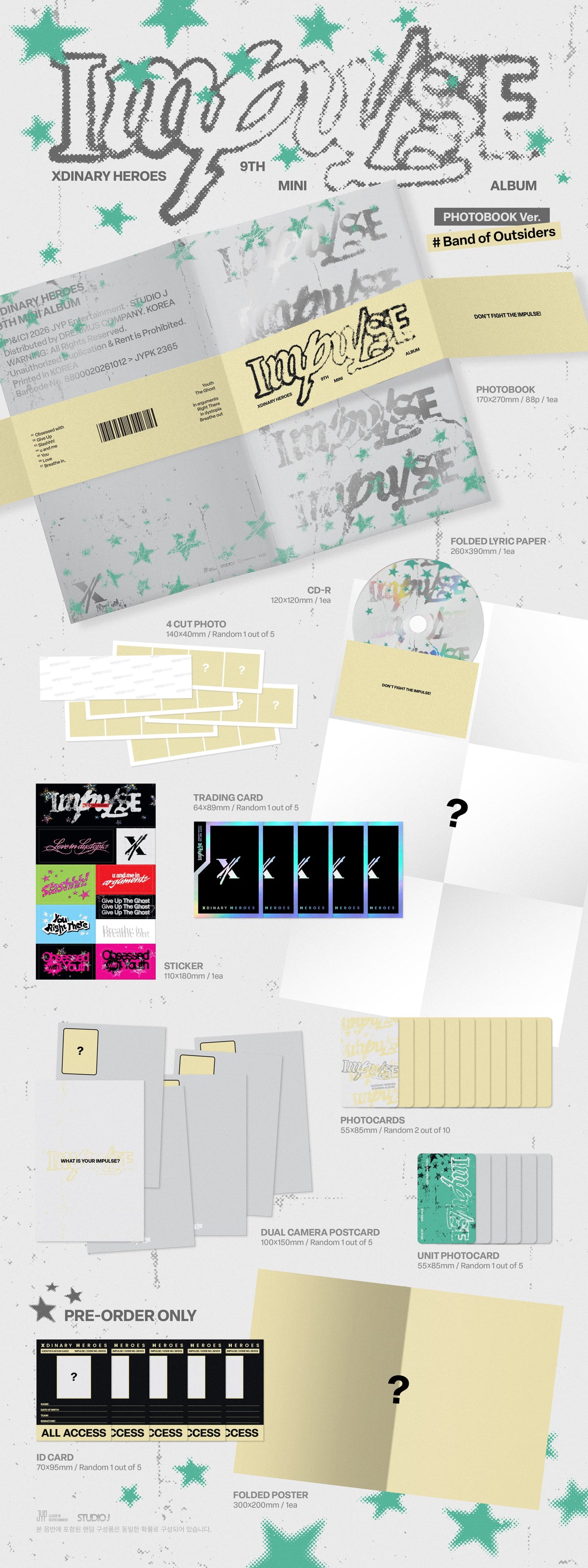 [PRE-ORDER] Xdinary Heroes 8th Mini Album - IMPULSE (BACKSTAGE / Band of Outsiders Version)
