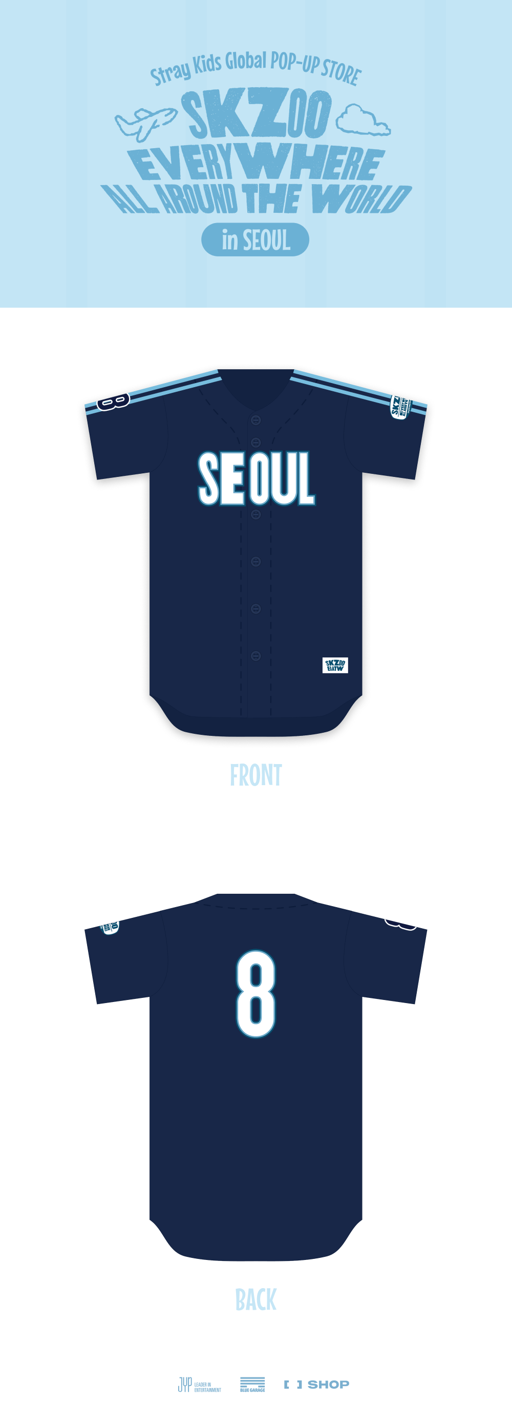 [PRE-ORDER] Baseball Jersey Seoul Version - Stray Kids SKZOO Everywhere All Around the World Seoul Pop Up MD