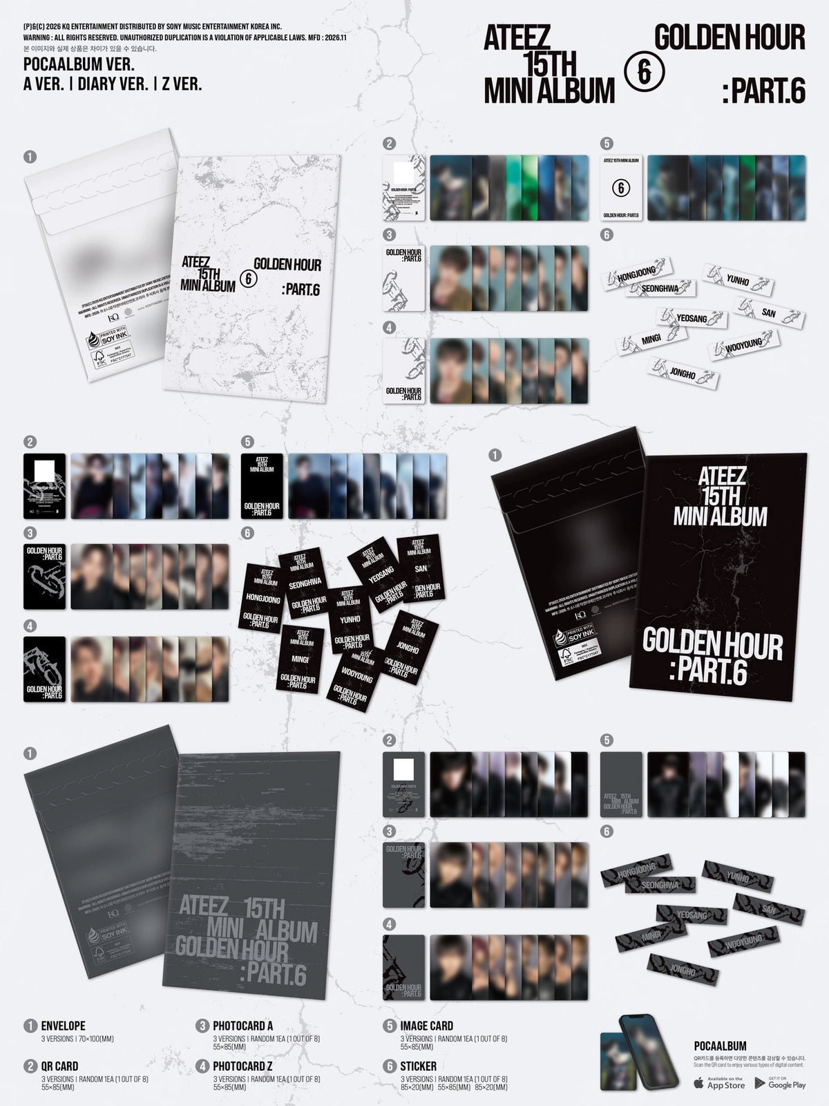 [PRE-ORDER] ATEEZ 15th Mini Album - GOLDEN HOUR : Part 6 (POCAALBUM Ver.) (w/ Pre-Order Benefit)