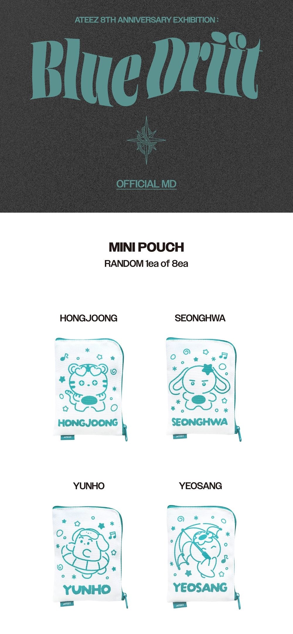 [PRE-ORDER] Random Mini Pouch - ATEEZ 8th Anniversary Exhibition : BLUE DRIFT MD