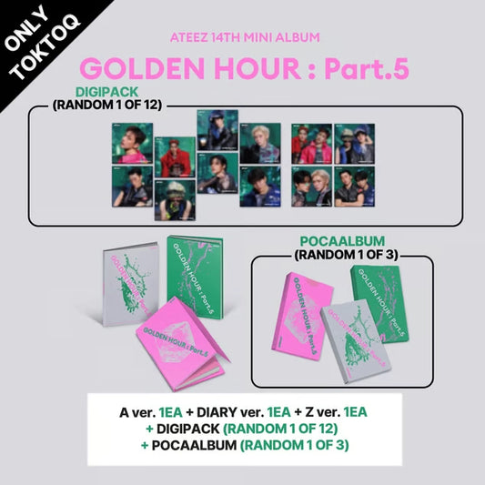 [PRE-ORDER] ATEEZ 14th Mini Album - GOLDEN HOUR : Part.5 TOKTOQ Set (with Pre-Order Benefit Photocards)