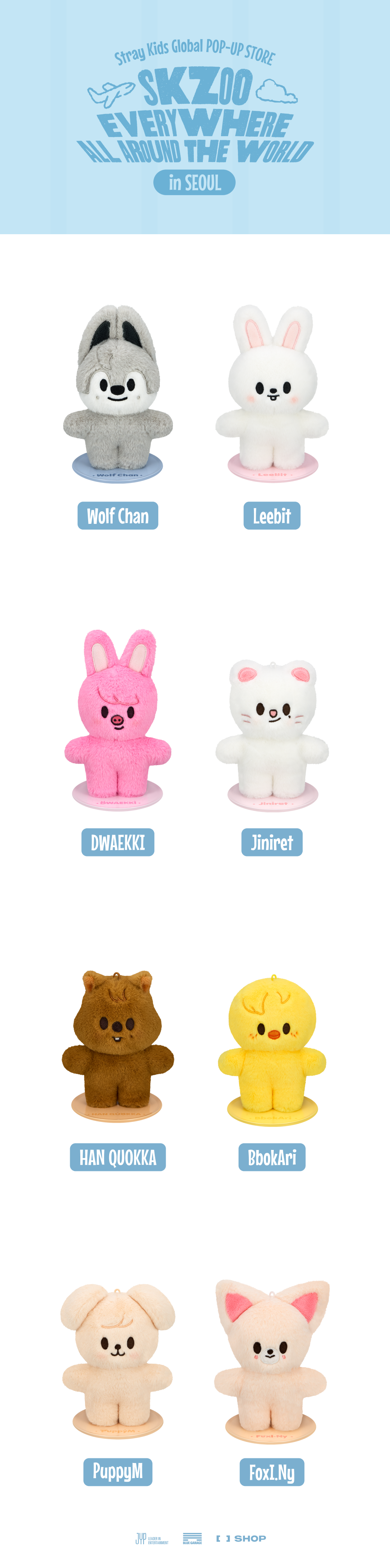 [PRE-ORDER] SKZOO Plush Standing Version - Stray Kids SKZOO Everywhere All Around the World Seoul Pop Up MD