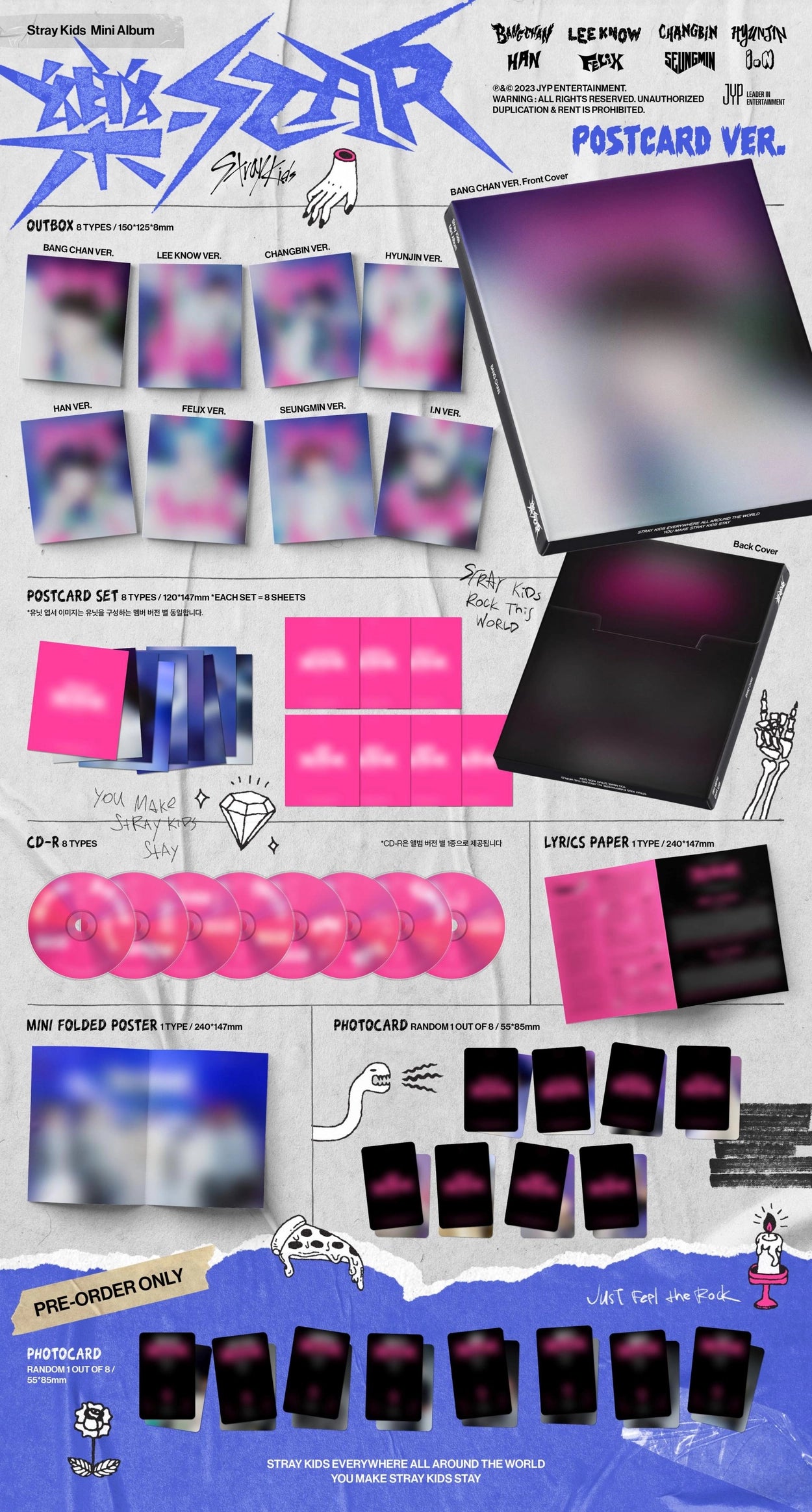 Stray Kids 8th Mini Album - 樂-STAR (Rockstar) (Postcard Ver.)
