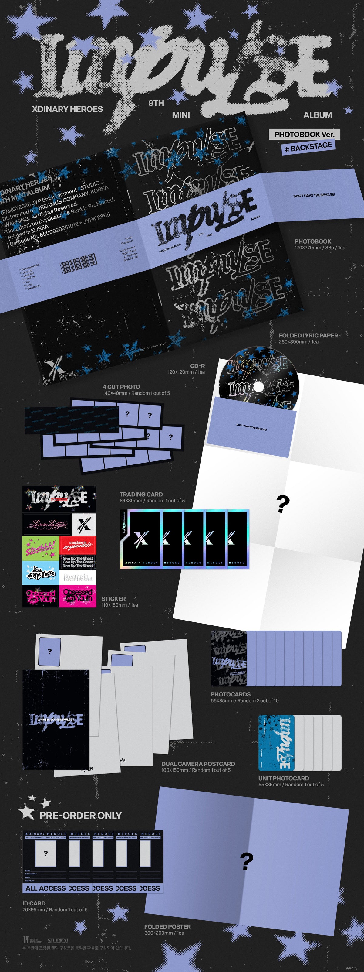 [PRE-ORDER] Xdinary Heroes 8th Mini Album - IMPULSE (BACKSTAGE / Band of Outsiders Version)