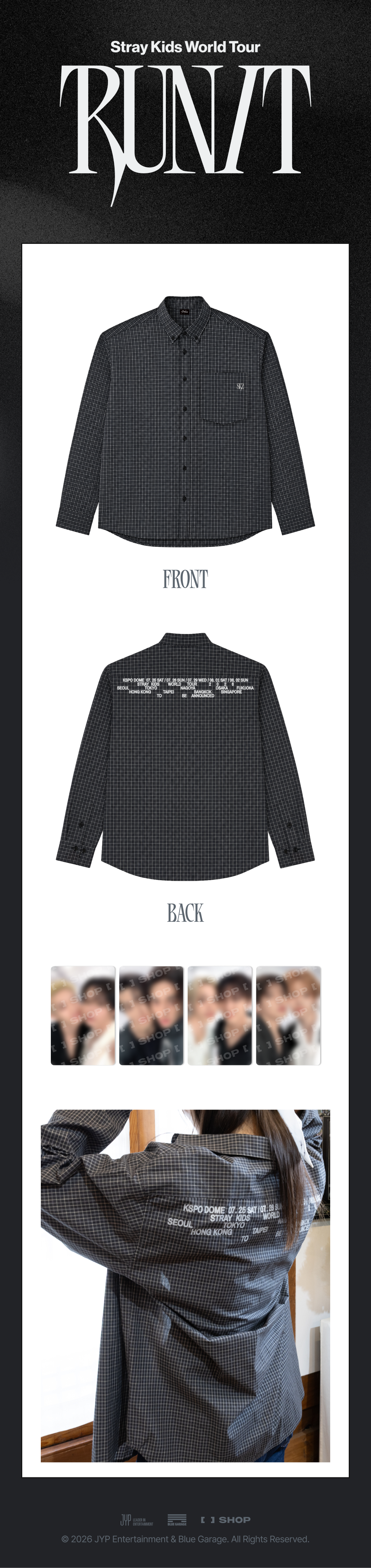 [PRE-ORDER] Check Shirt - Stray Kids World Tour 'RUN IT' MD