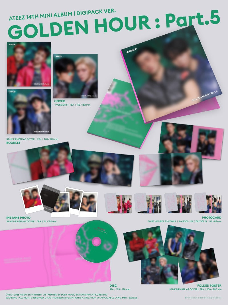 [PRE-ORDER] ATEEZ 14th Mini Album - GOLDEN HOUR : Part.5 Digipack Unit Version (with Pre-Order Benefit Photocard)