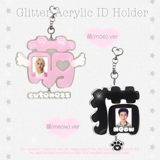 Glitter Acrylic ID Photo Holder Moe/Cat Ver. - BORAMI Store