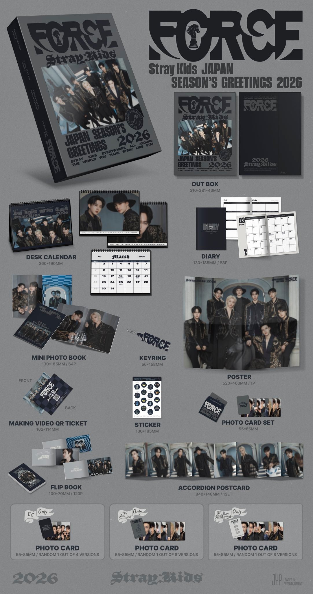 PRE-ORDER] Stray Kids Japan Seasons Greetings 2026 'FORCE' WITH