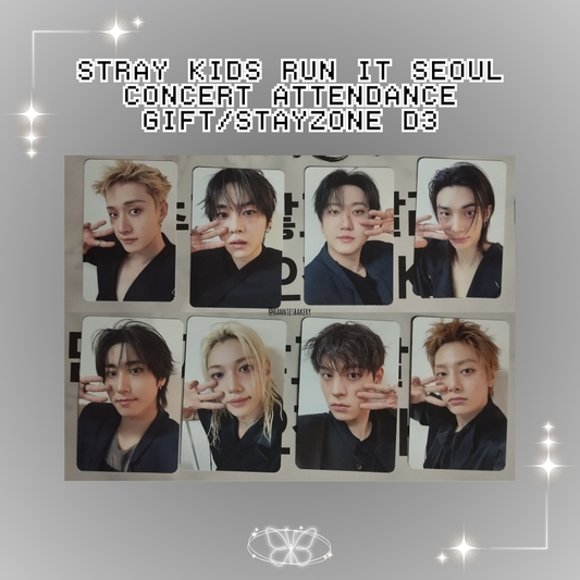 [PRE-ORDER] Seoul Day 3 Attendance Benefit/STAYZONE Photocard - Stray Kids World Tour 'RUN IT' MD