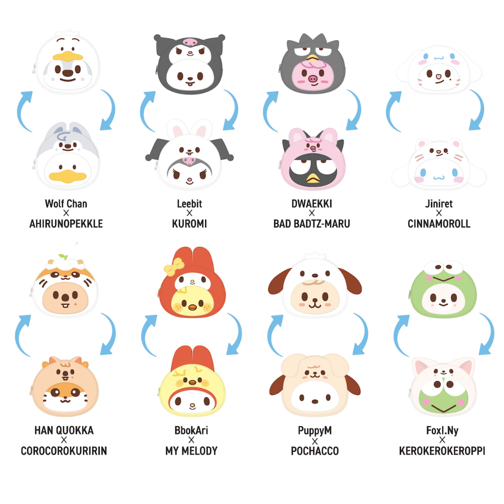 [PRE-ORDER] SKZOO X SANRIO CHARACTERS Reversable Pouch - Stray Kids World Tour 'RUN IT' 2nd Lineup Japan MD