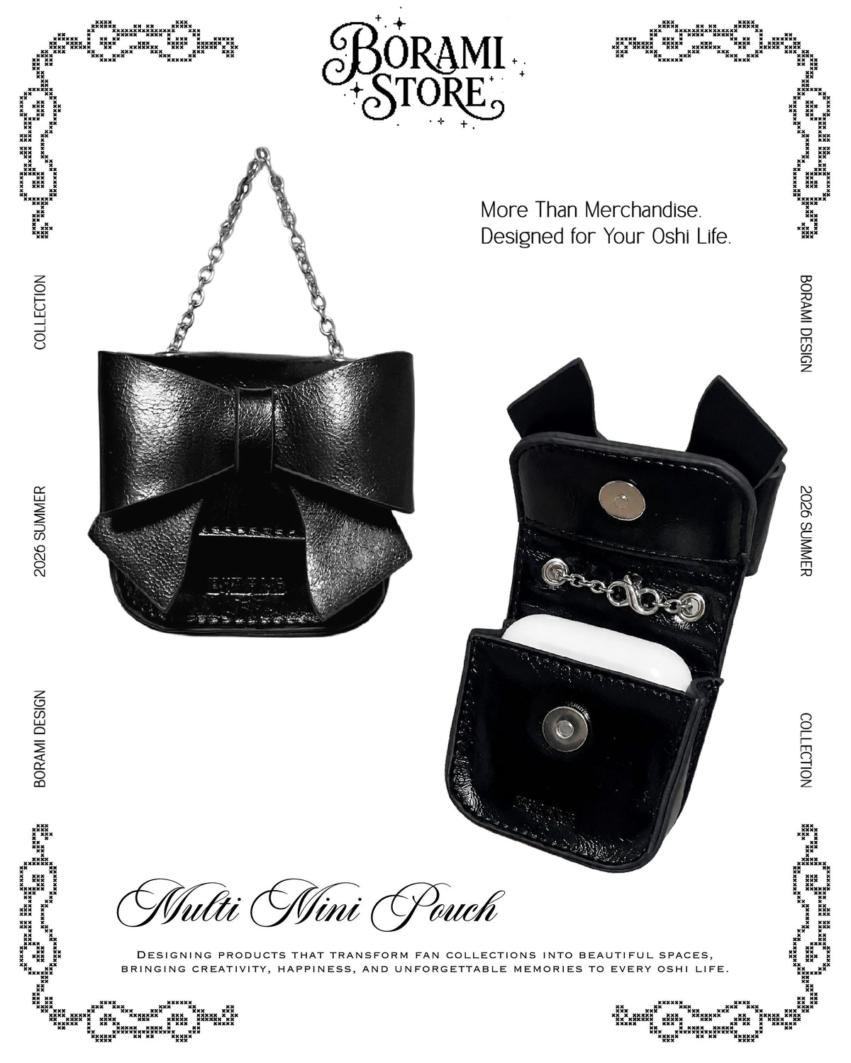 Ribbon Multi Mini Pouch Black.ver - BORAMI Store