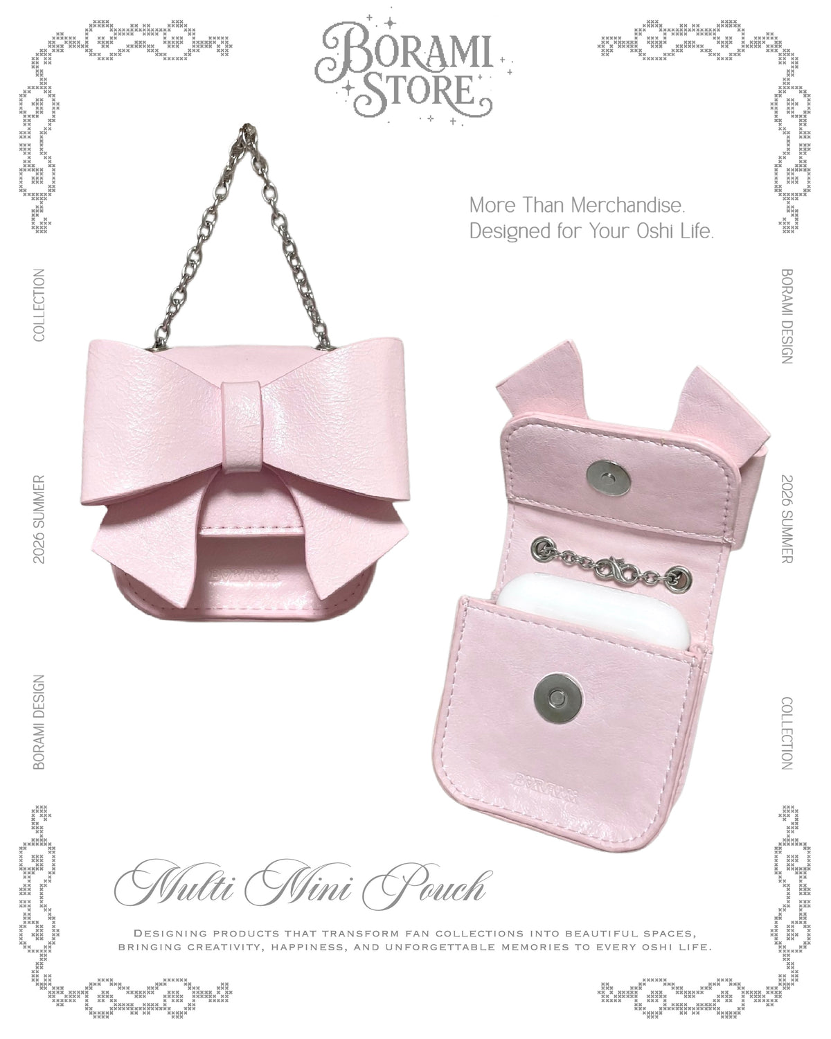 Ribbon Multi Mini Pouch Pink.ver - BORAMI Store