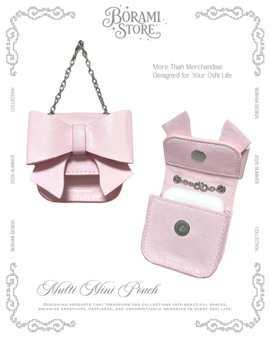 Ribbon Multi Mini Pouch Pink.ver - BORAMI Store