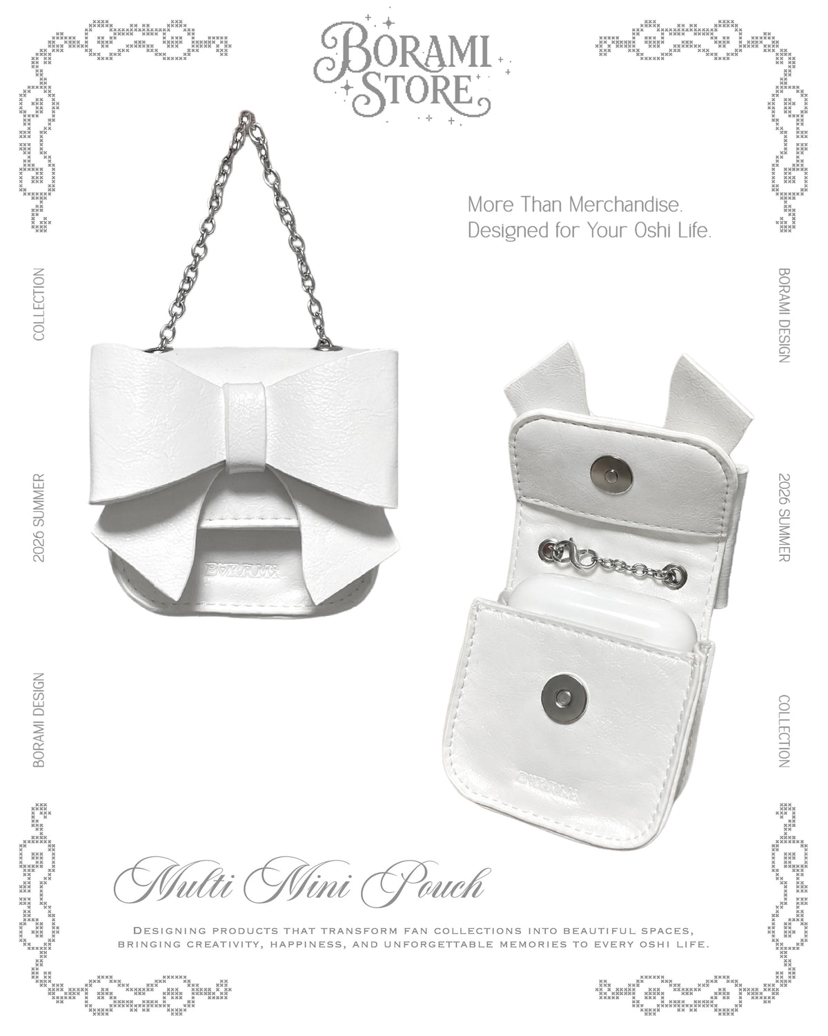Ribbon Multi Mini Pouch White.ver - BORAMI Store