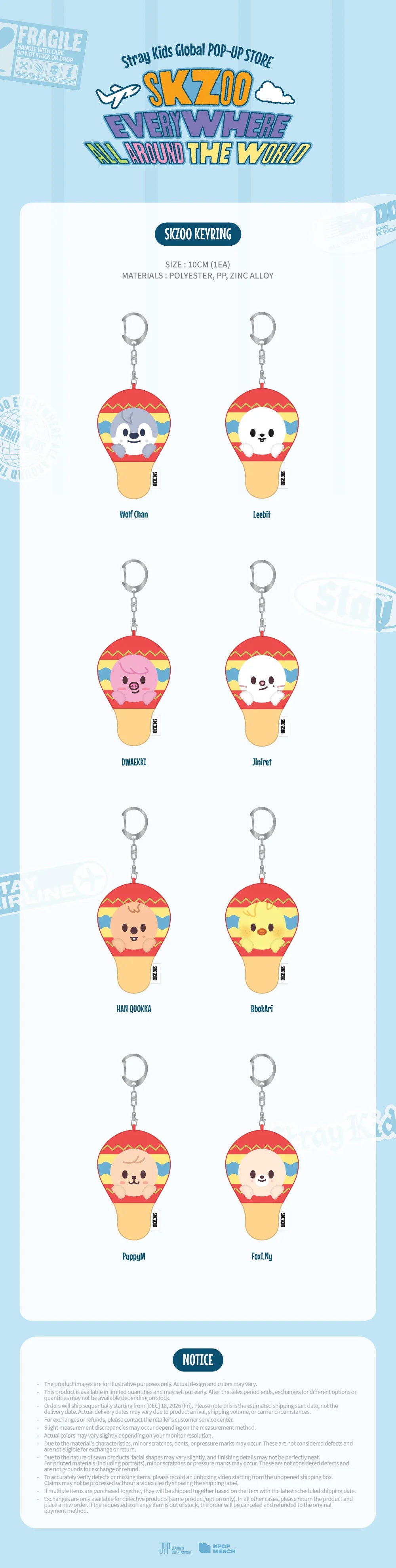 [PRE-ORDER] SKZOO Keyring - Stray Kids SKZOO Everywhere All Around the World Online Pop Up MD