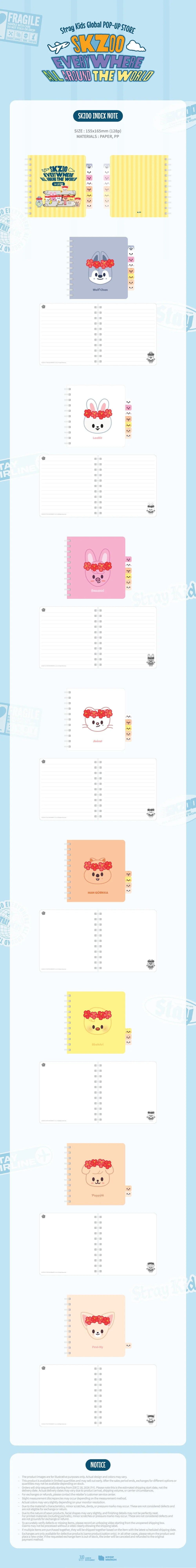 [PRE-ORDER] SKZOO Index Note - Stray Kids SKZOO Everywhere All Around the World Online Pop Up MD