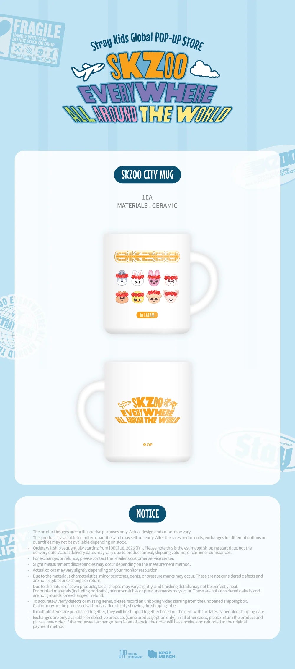 [PRE-ORDER] SKZOO City Mug - Stray Kids SKZOO Everywhere All Around the World Online Pop Up MD