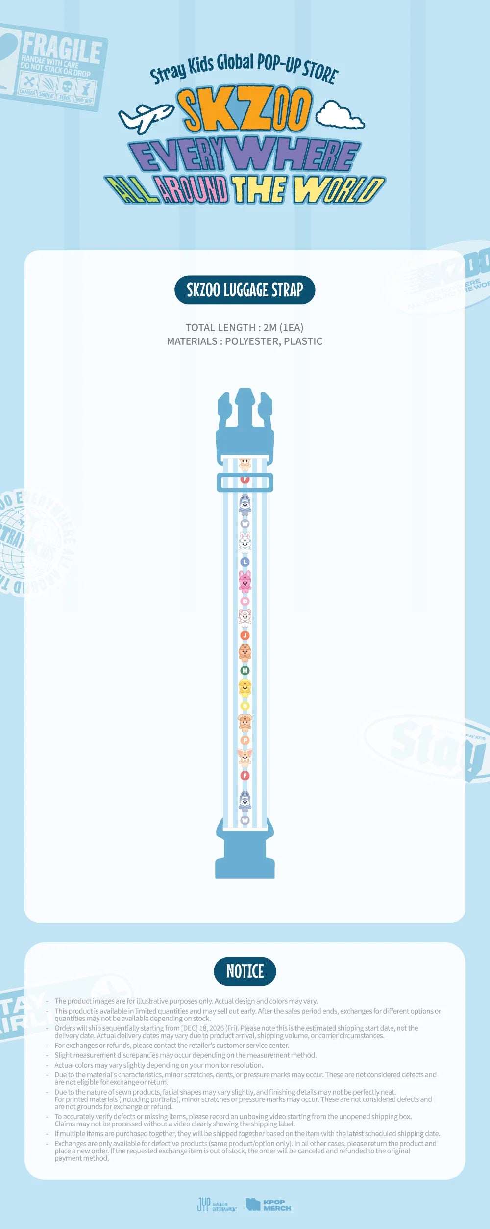 [PRE-ORDER] SKZOO Luggage Strap - Stray Kids SKZOO Everywhere All Around the World Online Pop Up MD