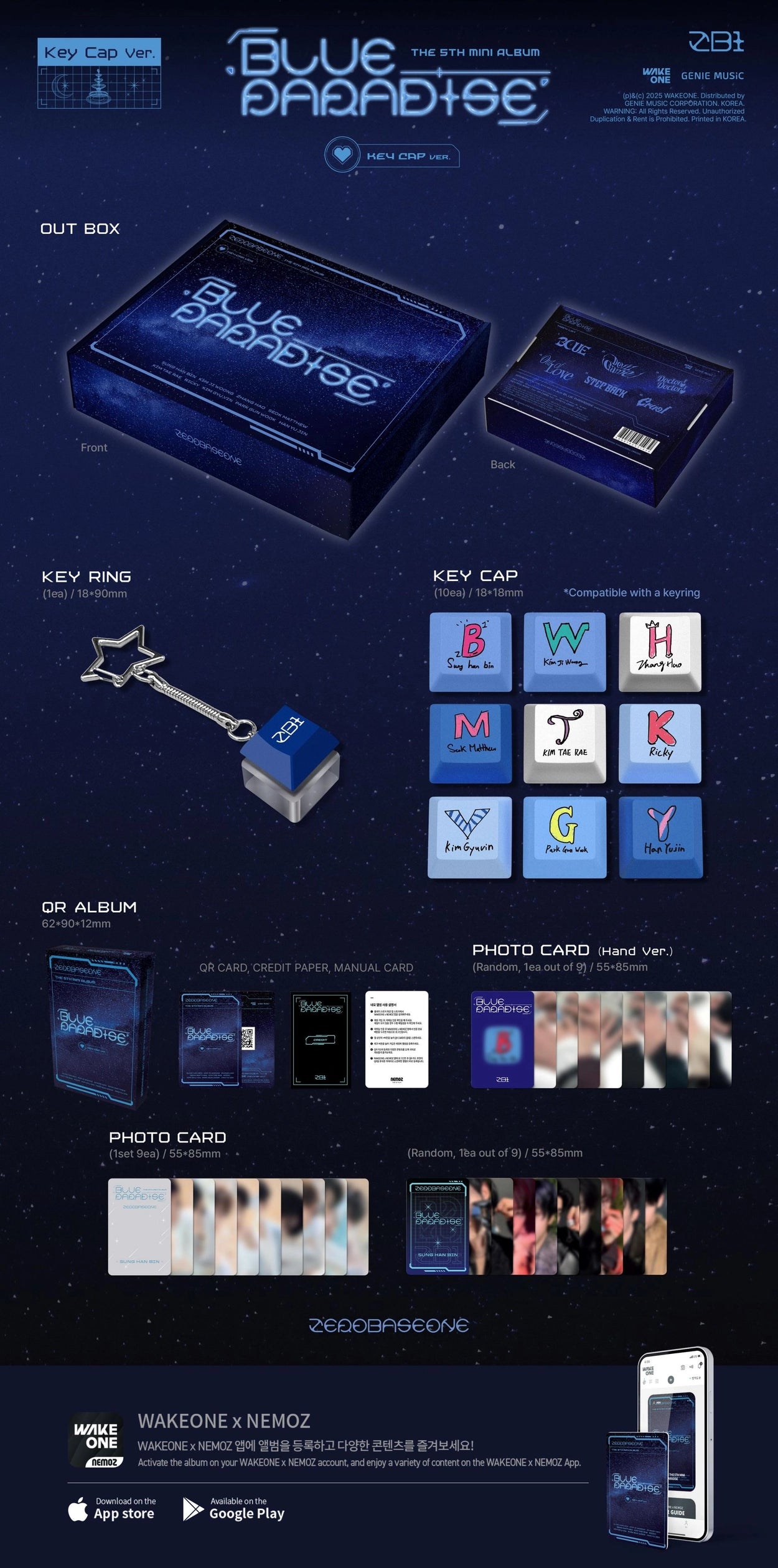 ZEROBASEONE 5th Mini Album - Blue Paradise (Key Cap Ver.)