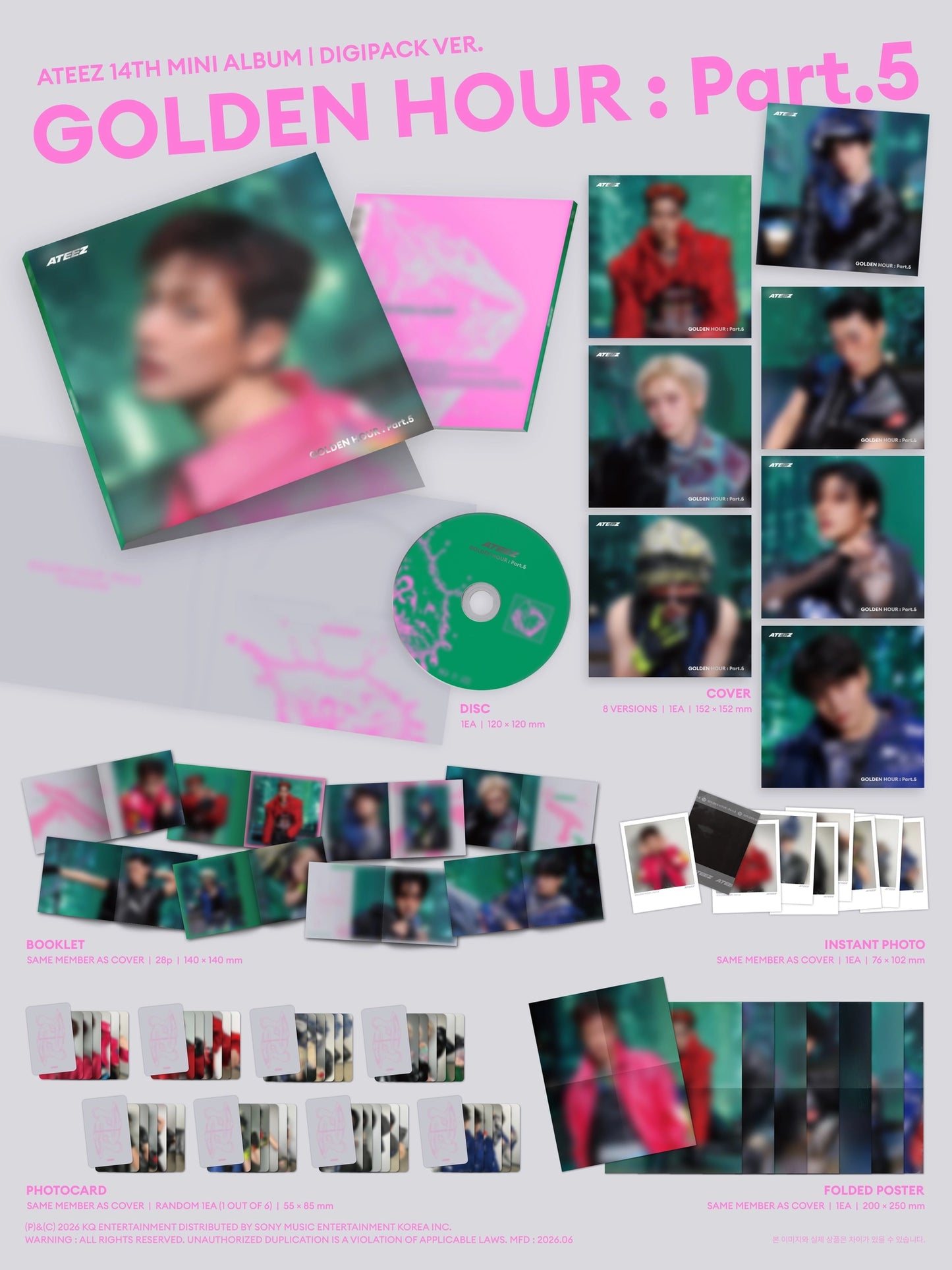 [PRE-ORDER] ATEEZ 14th Mini Album - GOLDEN HOUR : Part.5 Digipack Version (with Pre-Order Benefit Photocard)