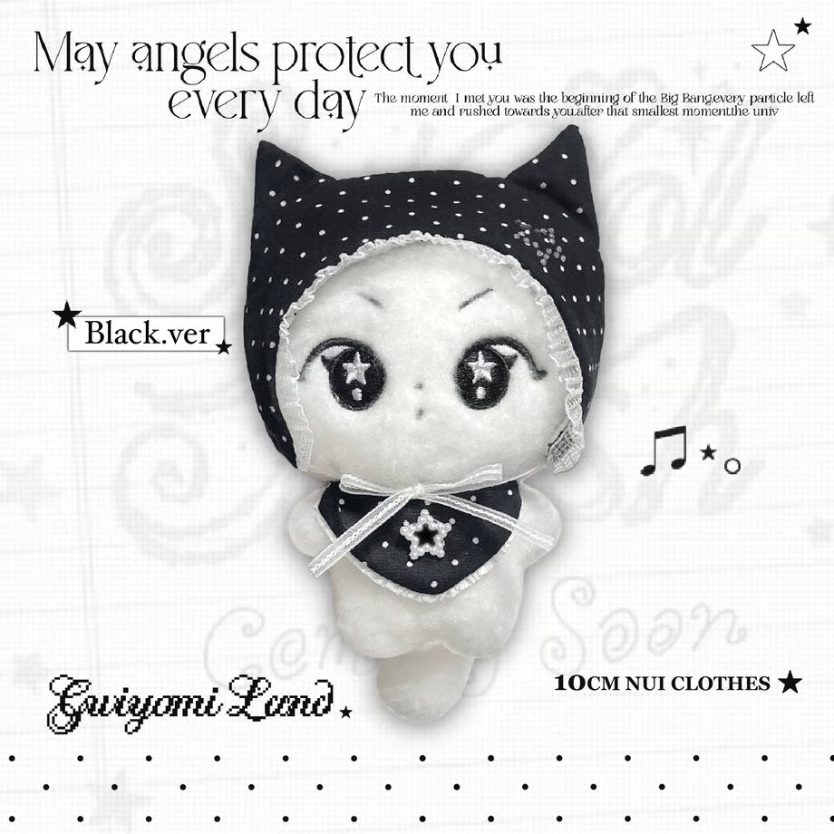 Stitched Cat Ear Hat & Bib Set Black Ver. - BORAMI Store