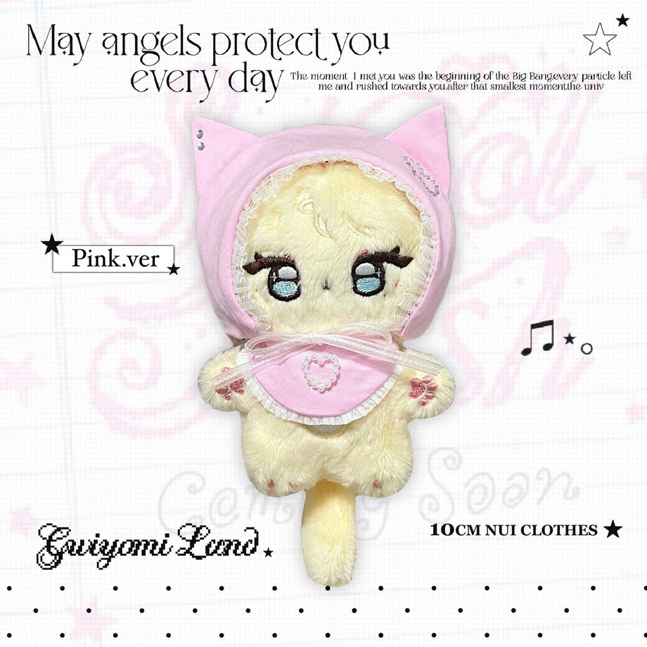 Stitched Cat Ear Hat & Bib Set Pink Ver. - BORAMI Store