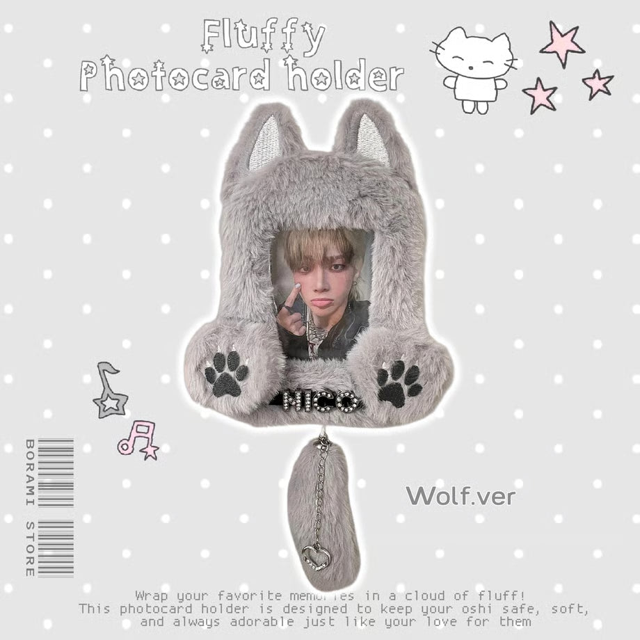 Fluffy Name Tag Photocard Holder Wolf Ver. - BORAMI Store