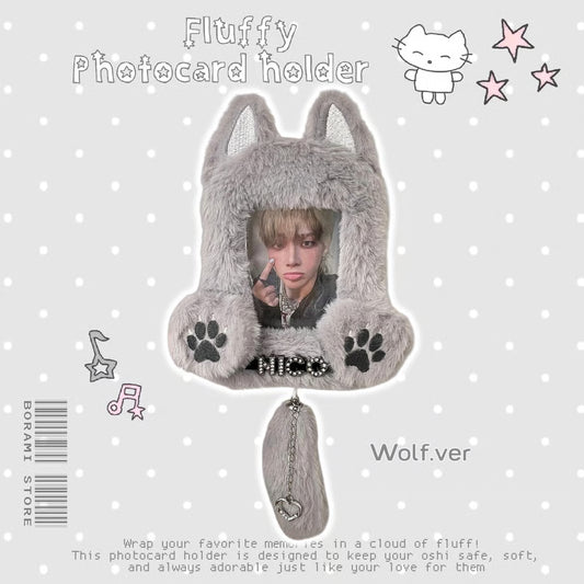Fluffy Name Tag Photocard Holder Wolf Ver. - BORAMI Store