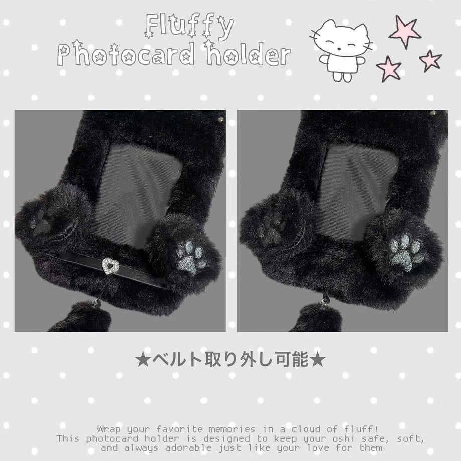 Fluffy Name Tag Photocard Holder Black Cat Ver. - BORAMI Store
