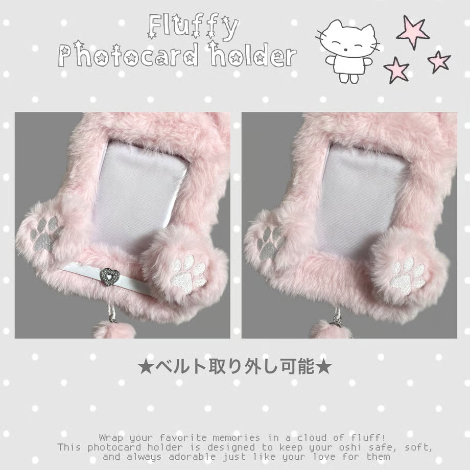 Fluffy Name Tag Photocard Holder Pink Cat Ver. - BORAMI Store