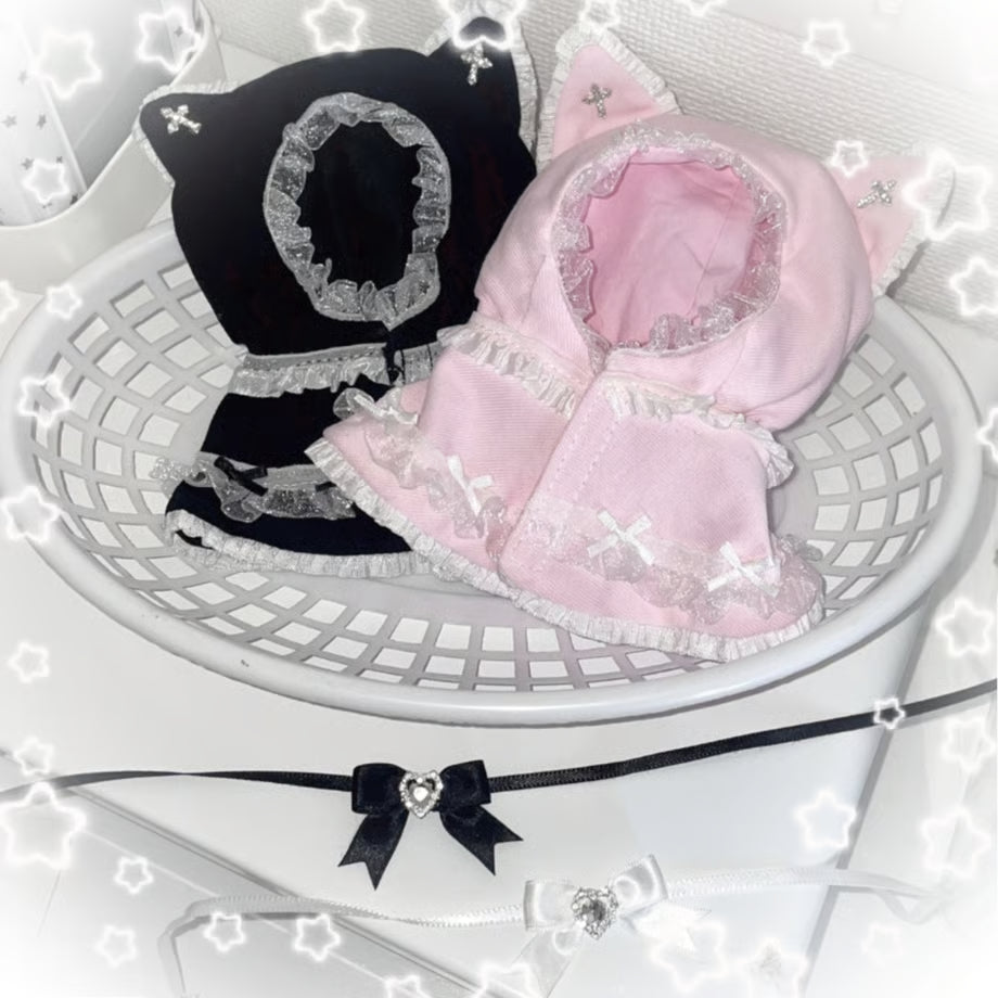 Fluffy Cat Frill Cape Pink/Black Ver. - BORAMI Store