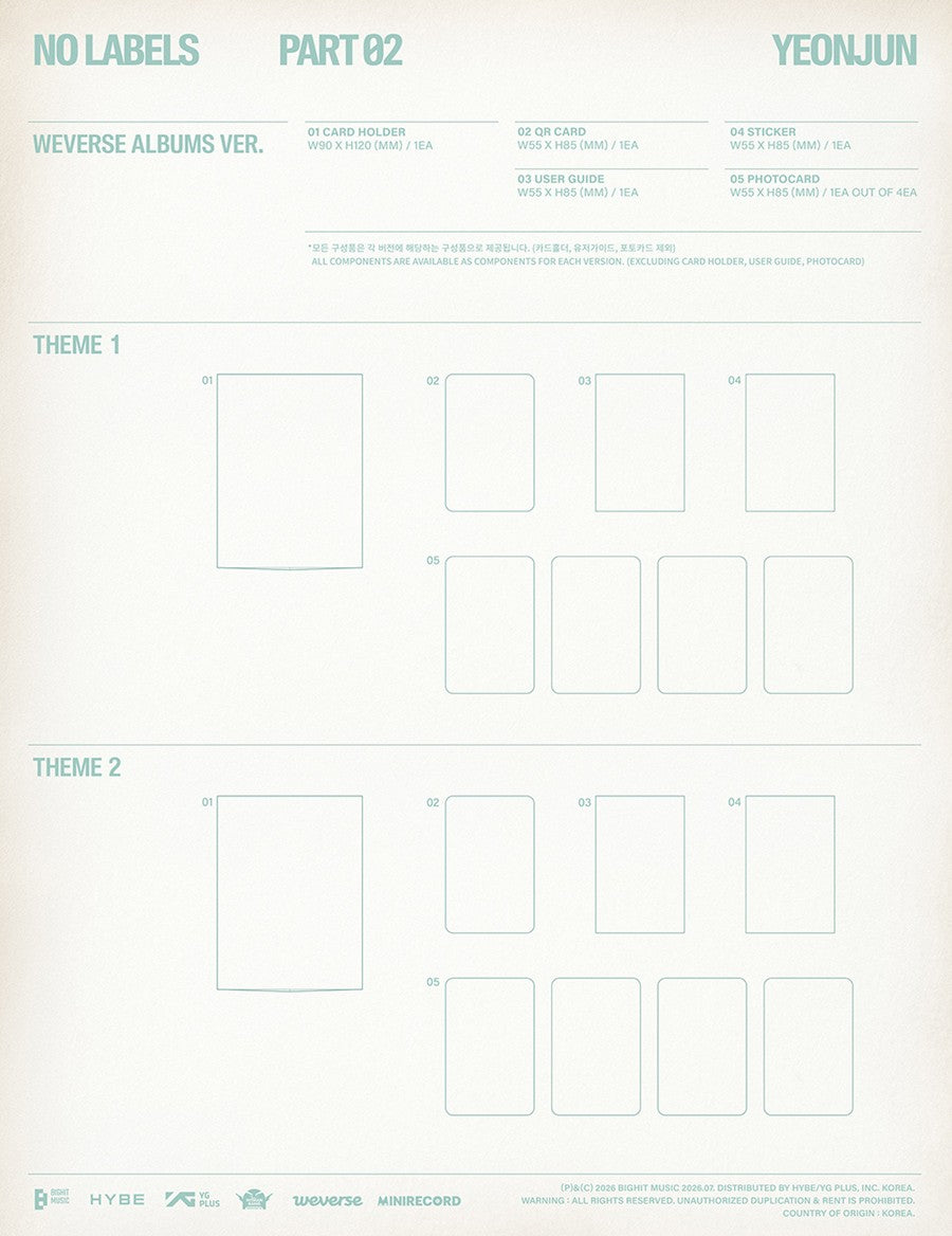 [PRE-ORDER] TXT Yeonjun [NO LABELS: PART 02] Weverse Albums Version (with Pre-Order Benefit Photocard)